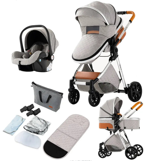 3in1 Kinderwagen Komplettset Reisebuggy & Autositz Kombikinderwagen hellgrau