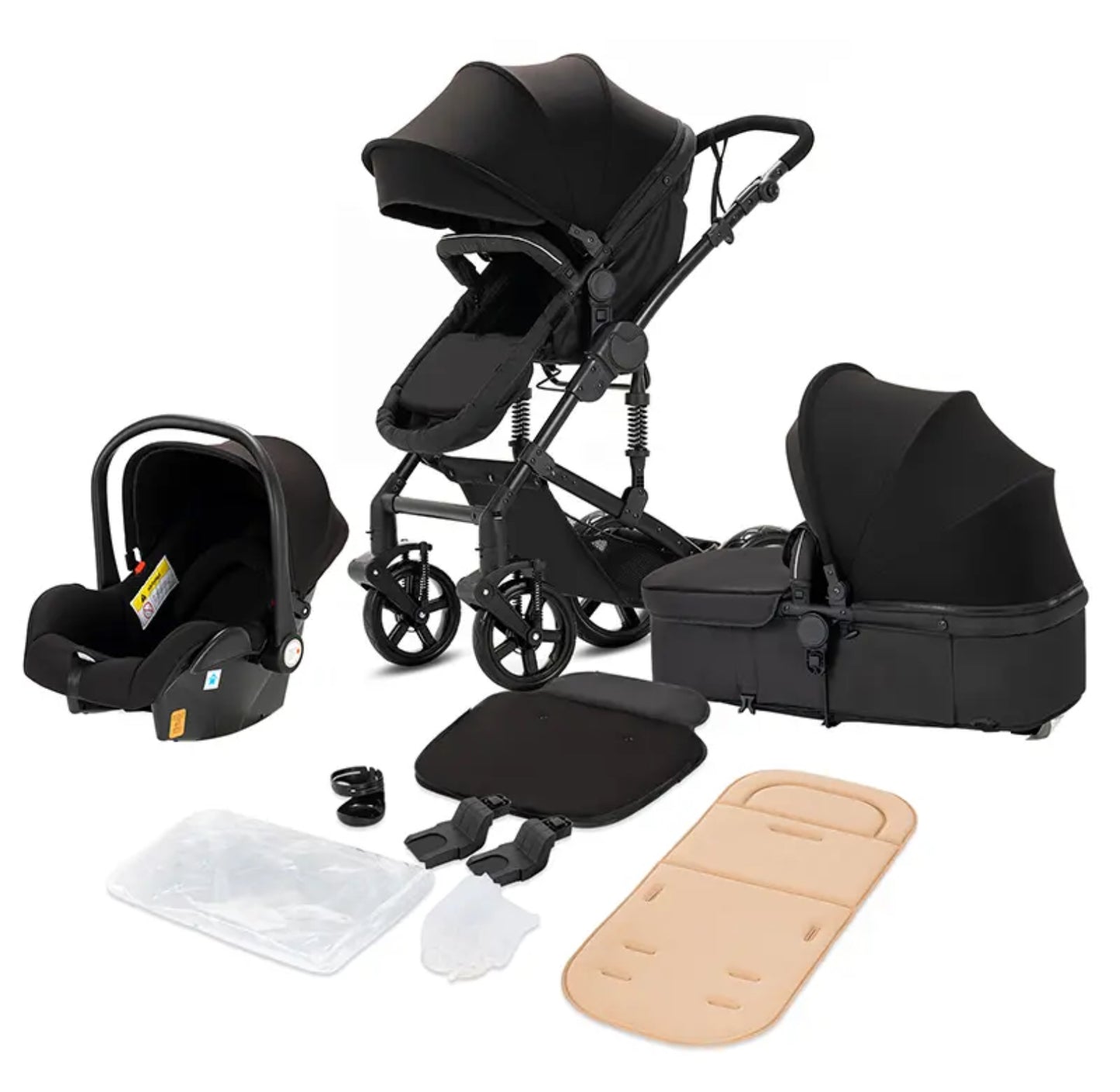 3in1 Kinderwagen Komplettset Reisebuggy & Autositz Kombikinderwagen schwarz