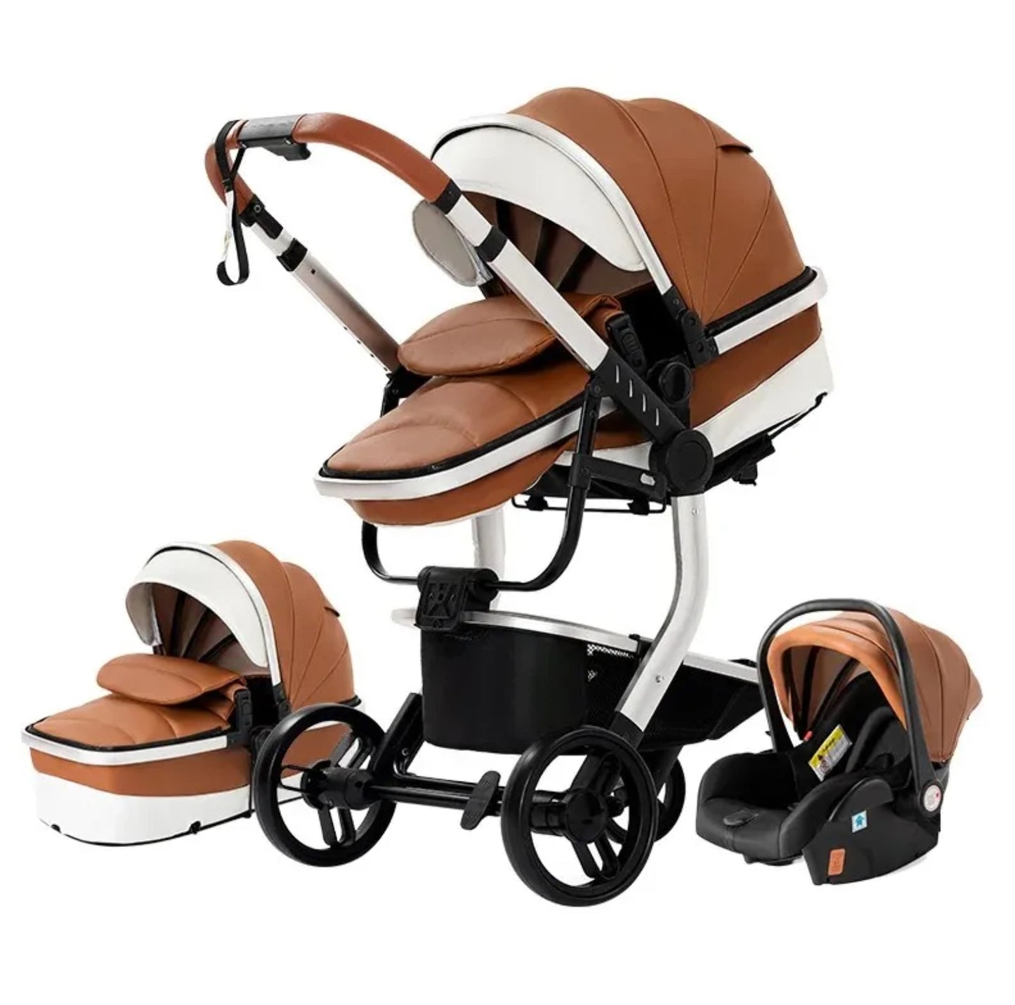 3 in 1 Kombi-Kinderwagen Buggy Reisebuggy inkl. Auto- Babyschale Faltbar Khaki