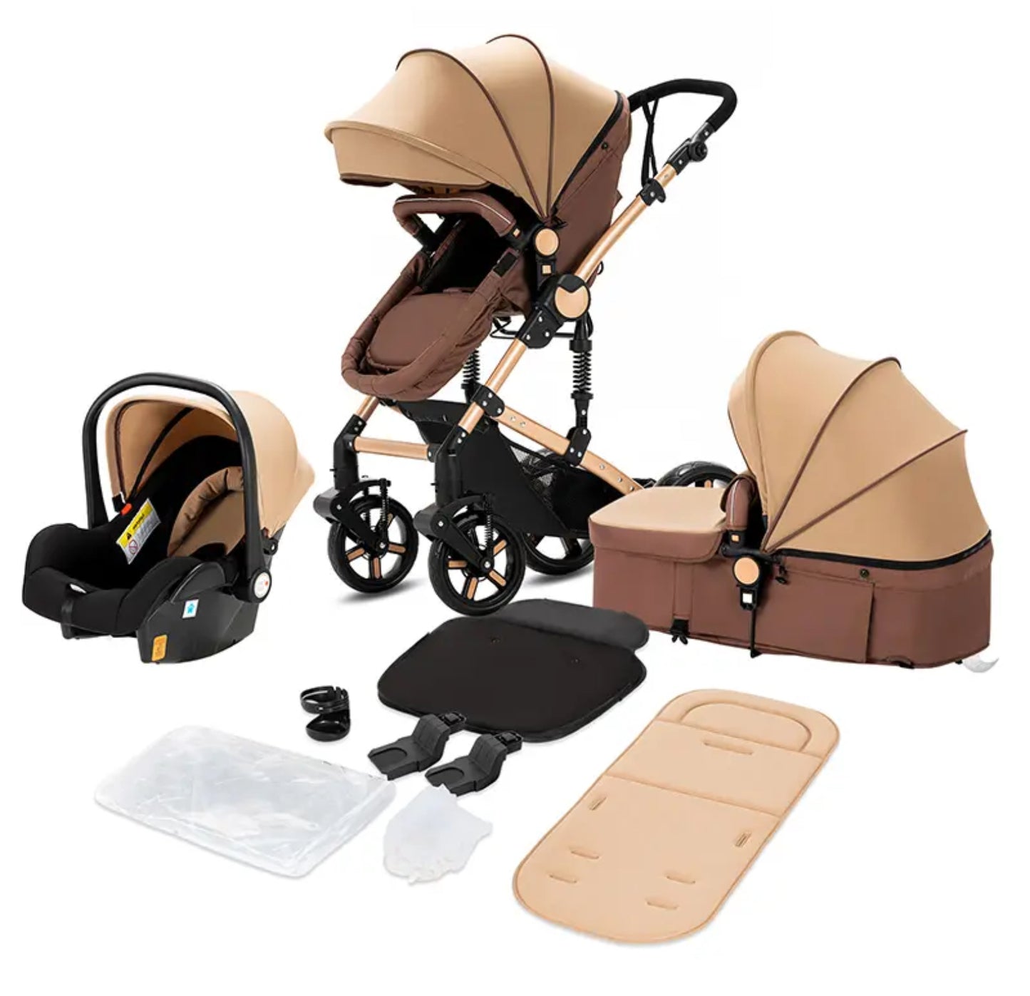 3in1 Kinderwagen Komplettset Reisebuggy & Autositz Kombikinderwagen Khaki