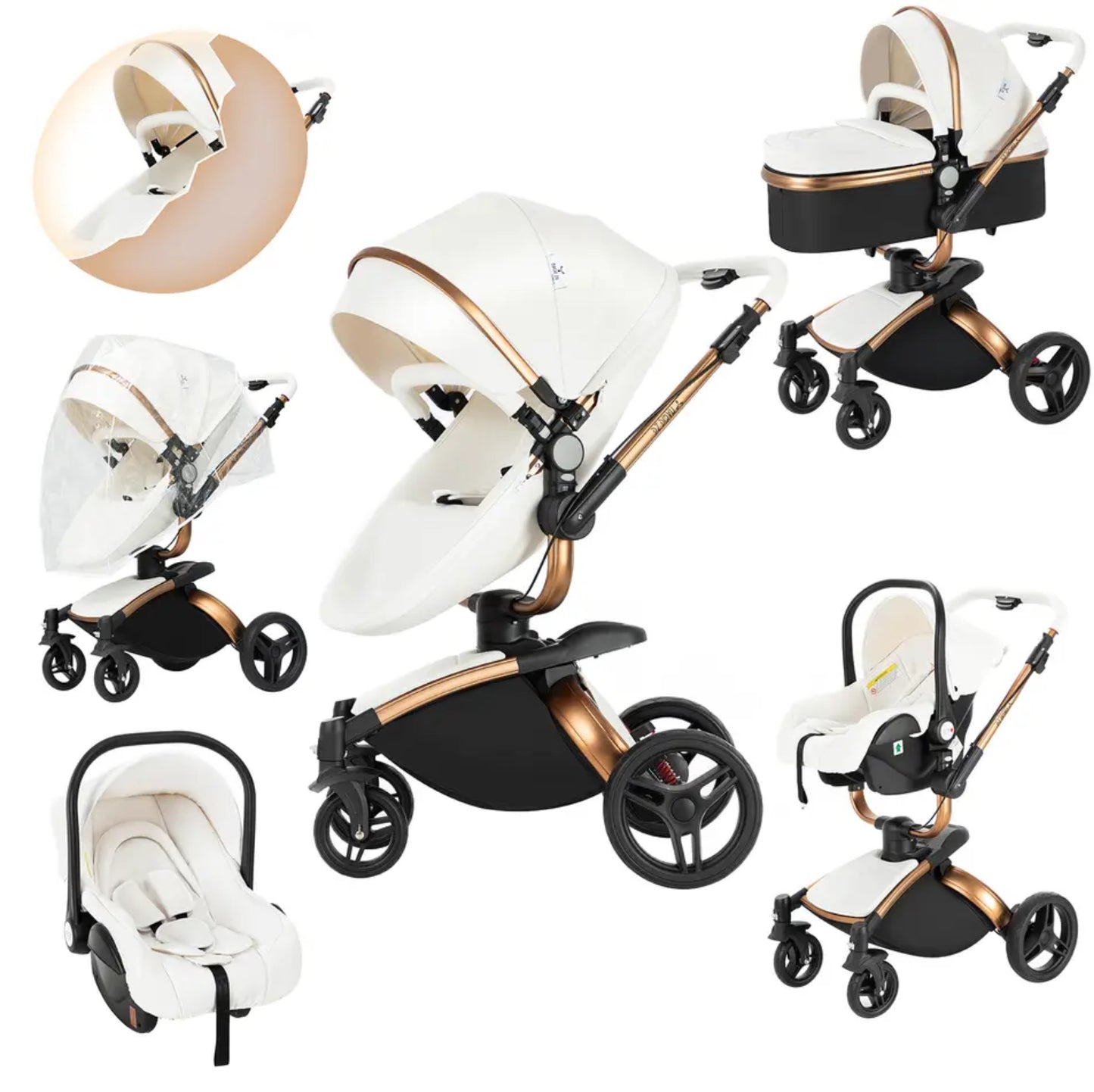 3 in 1 Luxus Kinderwagen